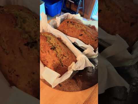 First batch, yellow squash bread. Smells yummy!