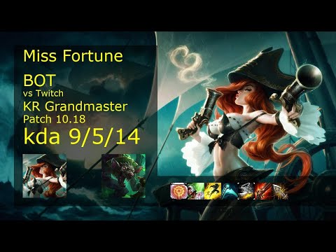 Miss Fortune ADC vs Twitch - KR Grandmaster 9/5/14 Patch 10.18 Gameplay // [롤] 미스 포츈 vs 트위치