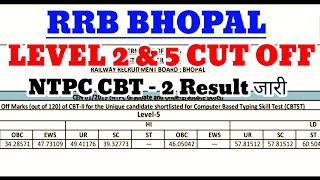 RRB NTPC Bhopal Level 2 & 5 Cut off, NTPC Result 2022, NTPC Cut off 2022, NTPC Zone Wise Cut off