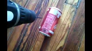 how to crush a can of dr. pepper with slats of wood