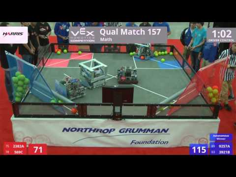 VEX Worlds 2016 - VRC High School - Math - Qual 157 (2382A 569C) 167 vs 217 (9257A 3921B)
