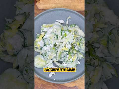 Creamy Green Cucumber Salad — lemony, salty, crunchy. Would you try this? #gardensalad #springsalad