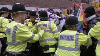 “Get back!” Protesters clash with police in Birmingham as Britain First hold rally