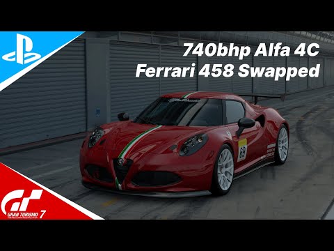 740hp Ferrari 458 swapped Alfa Romeo 4C | Gran Turismo 7 Engine Swap Guide #4