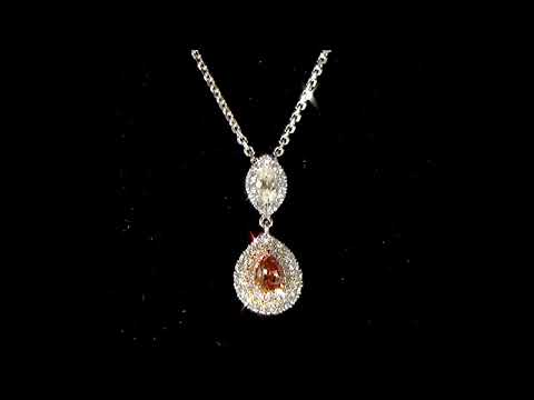 GIA Certified 0.32ct Fancy Deep Brownish Orangy Pink Diamond Pendant Necklace