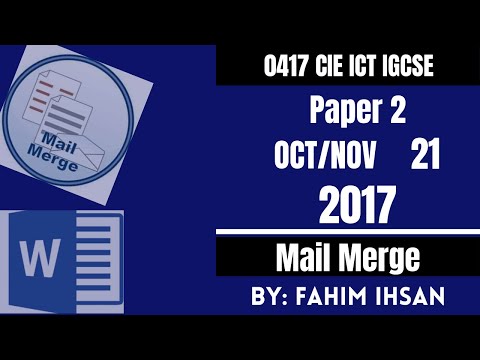 IGCSE ICT 0417/P21/2017 October - November Mail Merge