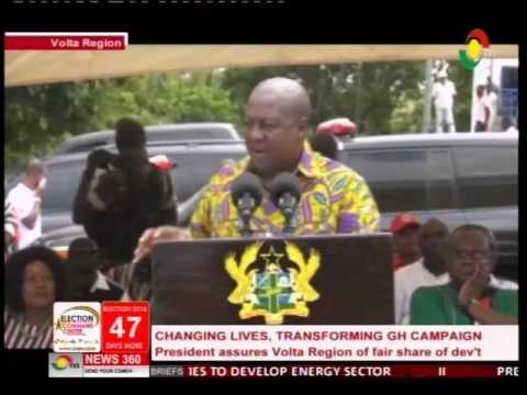 Prez Mahama assures Volta Region of fair share of dev't - 20/10/2016