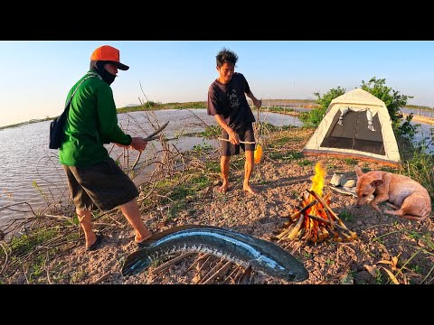 Camping in the flooded wild with my dog | Catch & Cook