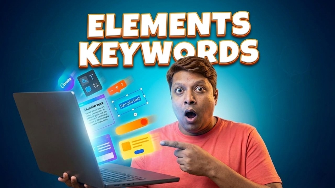 Canva Elements Keywords List: Find Canva Hidden Elements | Canva Course for Beginners | 29