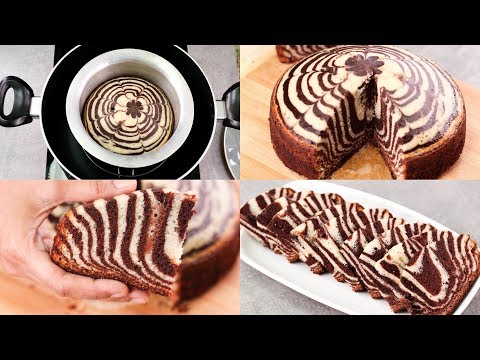 ZEBRA CAKE RECIPE IN REGULAR SAUCE PAN l CHOCOLATE & VANILLA CAKE l EGGLESS & WITHOUT OVEN