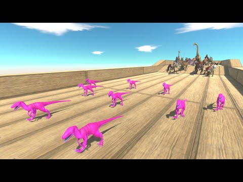 Race to Eat Pink Deinonychus Aliens - Animal Revolt Battle Simulator