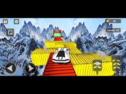 impossible stunt car tracks 3d: blue car driving stunts levels 14 & 15 - android gameplay 2022