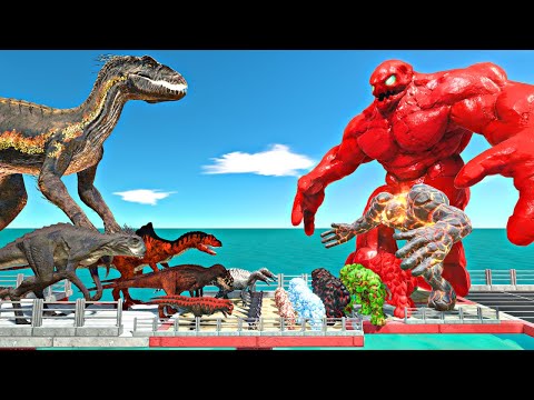 Dinosaurs Bridge Challenge | Lava Golem vs Indoraptor - Animal Revolt Battle Simulator