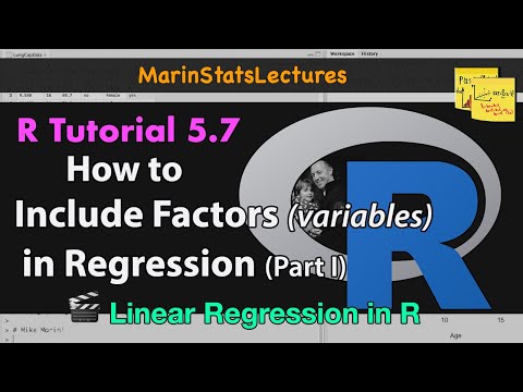 Including Variables/ Factors in Regression with R, Part I | R Tutorial 5.7 | MarinStatsLectures