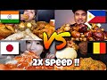 Mukbangers From Different Countries  🇮🇳🇵🇭🇯🇵🇨🇦🇧🇪 2x speed !! Fast Motion Eating #food #asmr