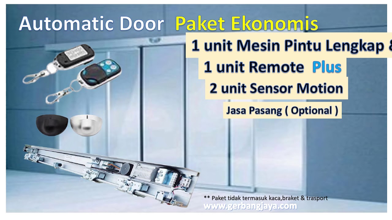 Pintu Kaca Geser dengan Sensor dan Remote paket ekonomis