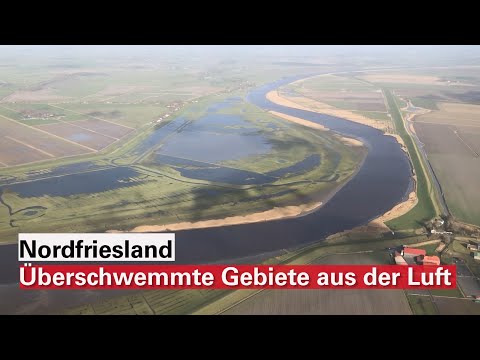 Treene, EIder, Soholmer Au: Das überschwemmte Nordfriesland aus der Luft