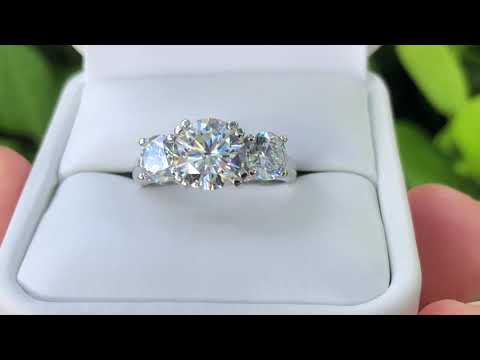 Camelot Three Stone 2 Carat Round Lab Grown Diamond Look Cubic Zirconia Anniversary Ring by Ziamond