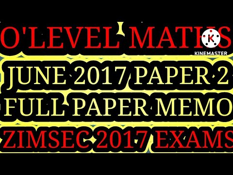 O'level Mathematics June 2017 Paper 2 Zimsec Full Question Paper @mathszoneafricanmotives