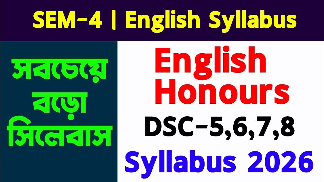 4th Semester English Honours Syllabus 2026 |English Honours DSC-5,6,7,8 Syllabus|Calcutta University