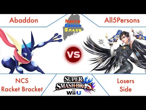 Sm4sh Singles - Abaddon (Greninja) Vs. All5Persons (Bayonetta, Mewtwo) - NCS: Racket Bracket