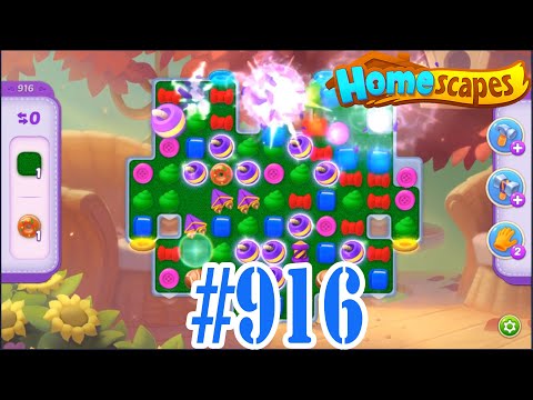 Homescapes Hard Level 916 - Gameplay [ Playrix ] HD 🏠