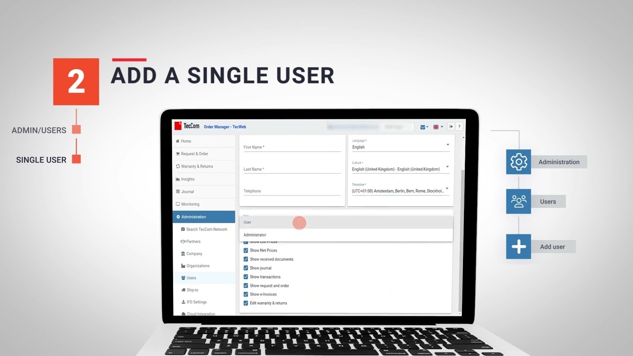 TecCom Order Tutorials | 03 Users management
