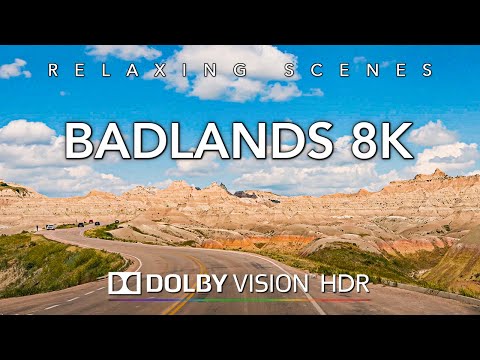 Driving Badlands 8K HDR Dolby Vision - Badlands National Park to Mt Rushmore