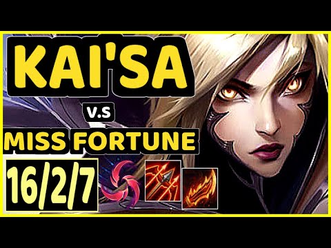 RIKARA (KAI'SA) vs MISS FORTUNE - QUADRAKILL 16/2/7 KDA BOTTOM ADC CHALLENGER GAMEPLAY - NA