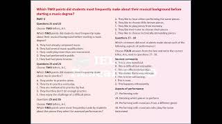 Which TWO points did students most frequently make about their musical background before PART 3