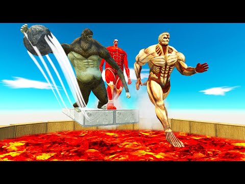 TITANS JUMP OVER LAVA HOLE - Animal Revolt Battle Simulator