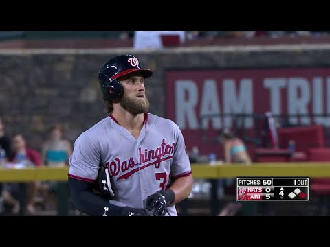 WSH@ARI: Harper doubles to extend hit streak to 14