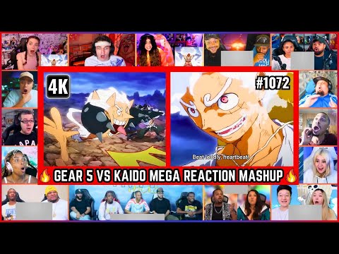 🔥🔥GEAR 5 VS KAIDO MEGA REACTION MASHUP - One Piece Episode 1072 Mega Reaction Mashup #onepiece1072