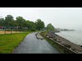 Walking along the Kill Van Kull strait in Bayonne, New Jersey, USA