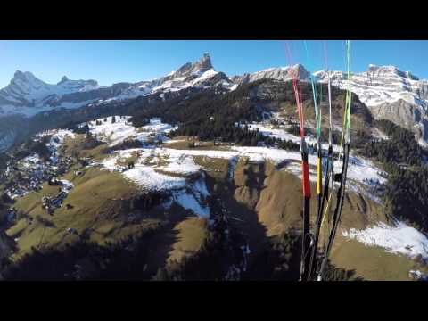 Paragliding in Gumen (snow) - landing in Braunwald