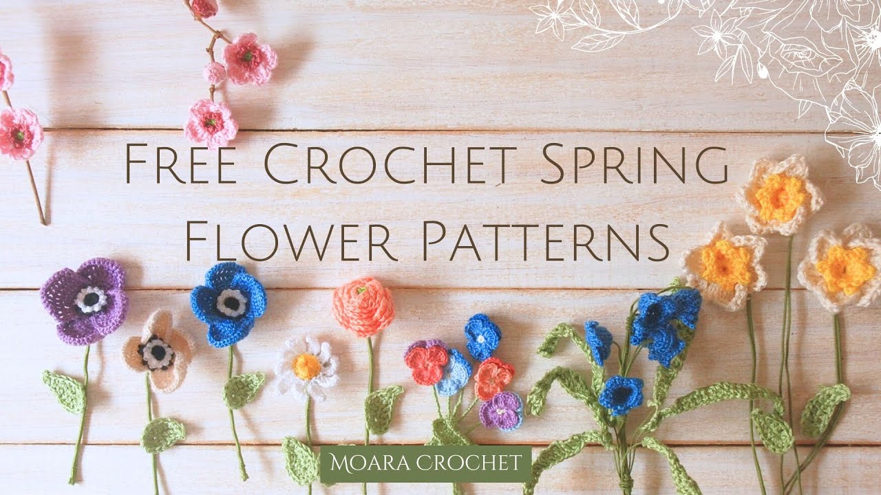 Free Crochet Spring Flowers Collection designed #crochet #freecrochetflower #crochetflower