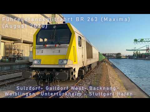 4k Führerstandsmitfahrt Voith Maxima: Murrbahn von Sulzdorf nach Stuttgart Hafen mit ca. 2000t Sand