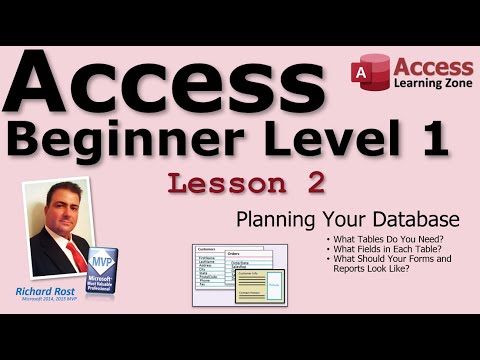 Microsoft Access Beginner 1, Lesson 02: Planning Your Database. For Access 2016, 2019, 365 Tutorial
