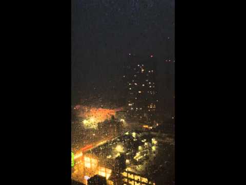 Raining in NYC outside my apartment at the Mercedes House