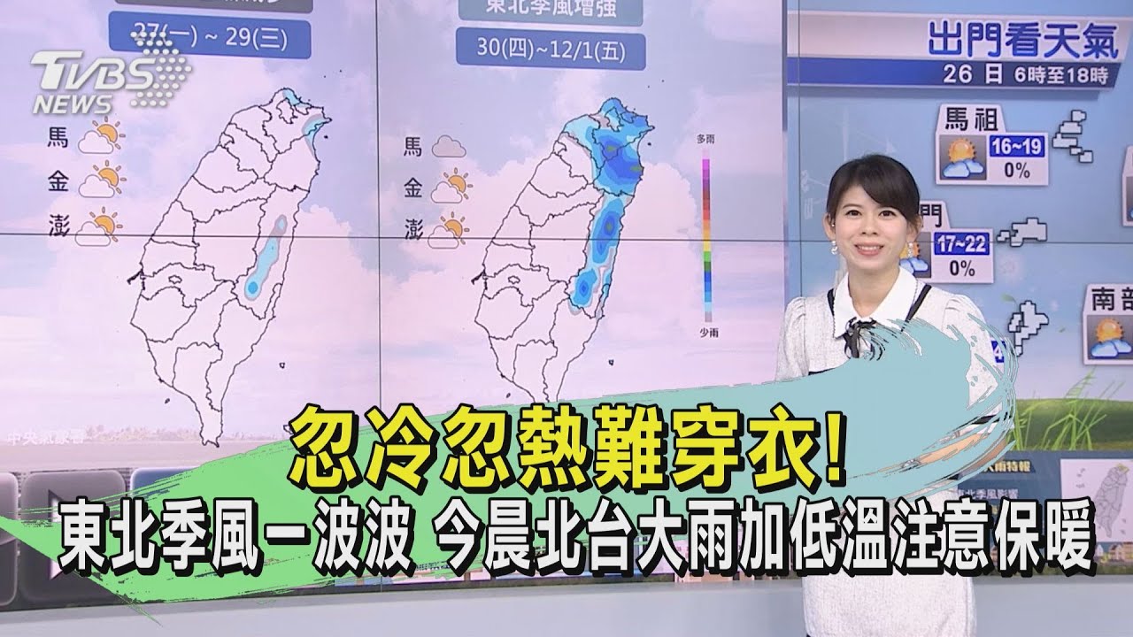 忽冷忽熱難穿衣!東北季風一波波 今晨北台大雨加低溫注意保暖