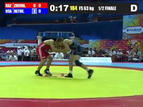 2012 Cadet Worlds Semifinal 63kg - Zain Retherford (USA) vs. Ilyas Zhumay (KAZ)