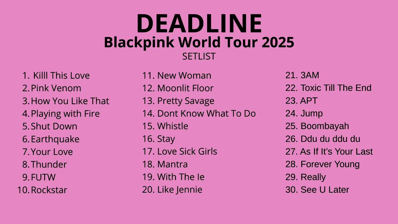BLACKPINK WORLD TOUR SETLIST ‘DEADLINE 2025’