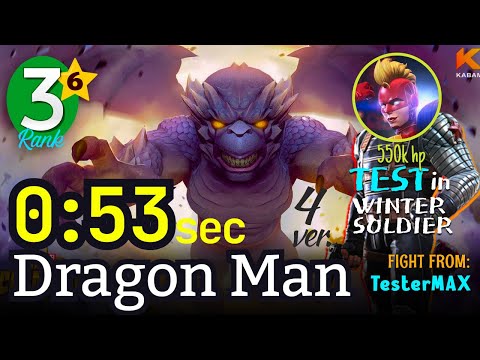 53 sec! Dragon Man 6* Rank3 [No-boost] Synergy: W Magneto, Kitty Pryde, Test in ROL #dragonman