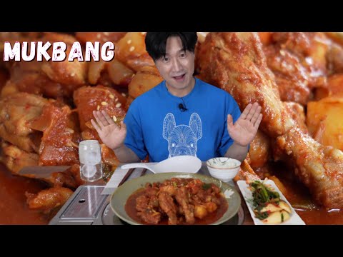 정보영 ASMR 찬바람이 부는 가을 저녁 칼칼한 닭볶음탕 ft.파김치.Braised Spicy Chicken MUKBANG REAL SOUND  혼술 소주 안주로 최고