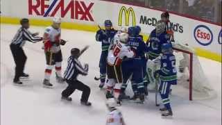 Calgary Flames &amp; Vancouver Canucks Wild &amp; Nasty Fight On April 17 2015 !!!!