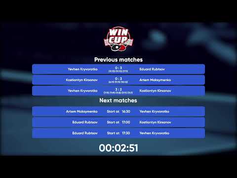 15:30  Криворотько Евгений 3-2 Кирсанов Константин  стол 5  ЮГ-4  30.07.22