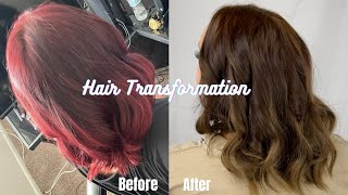 Hair Transformation - Red to Ash Brown (no bleach needed)