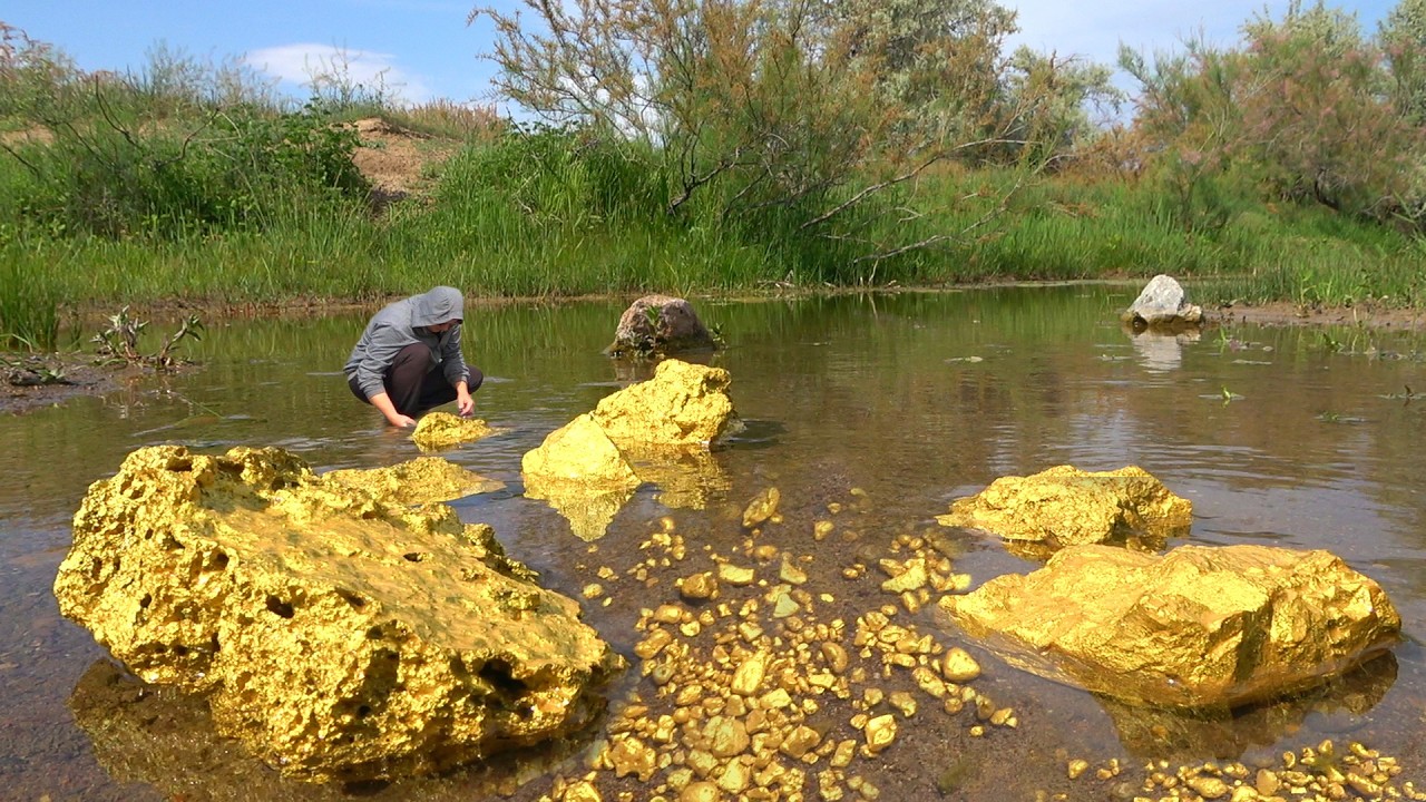 Several small gold nuggets found in an old stream!
