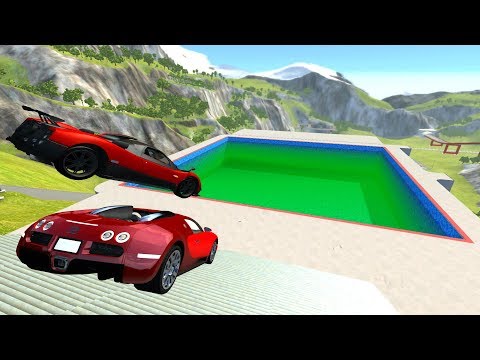 Stair Falls Down Into Green Slime Pool - BeamNG drive