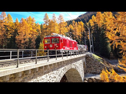 ★ 4K 🇨🇭 Pontresina - Alp Grüm - Pontresina cab ride in a Gem 4/4 (54 year old hybrid loco) [10.2021]